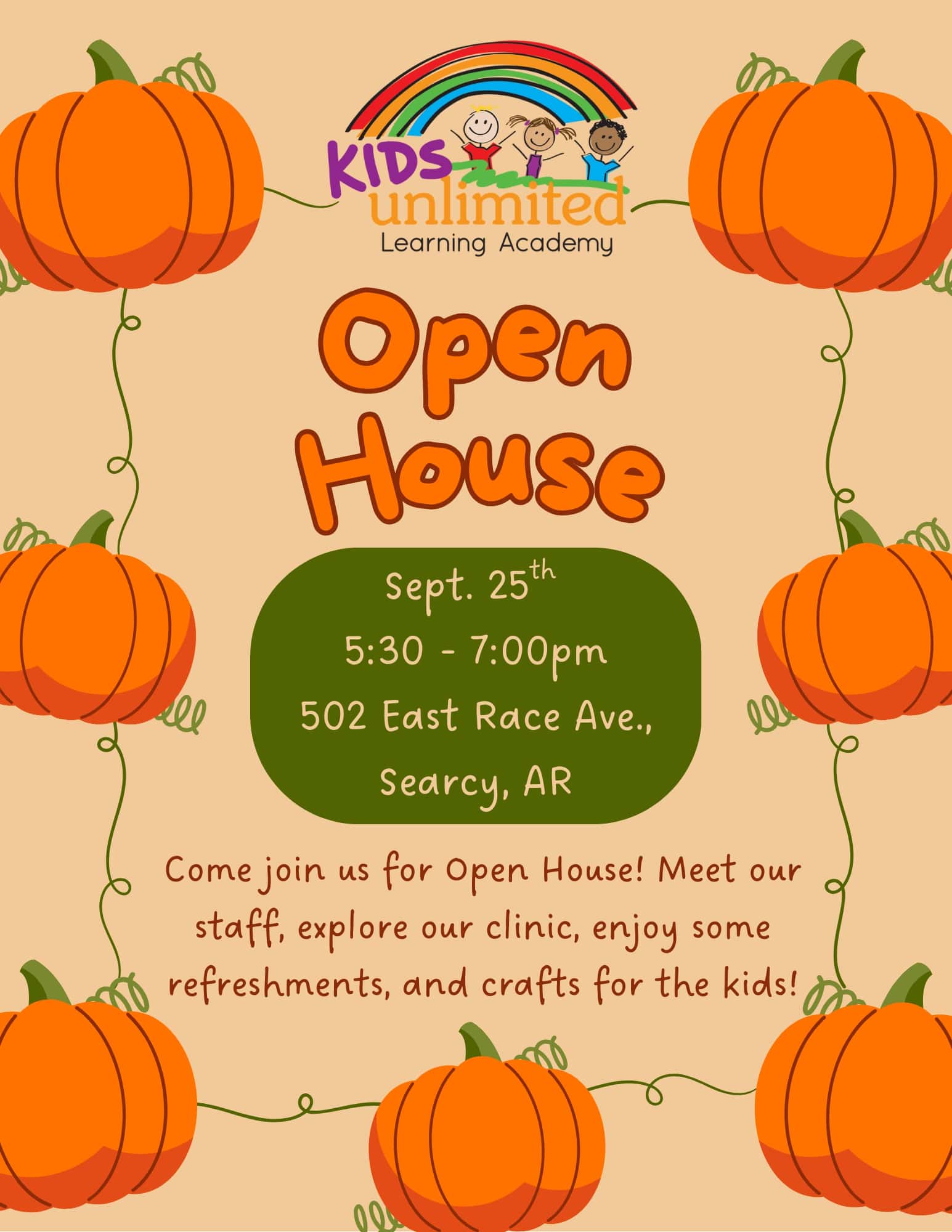 Searcy Open House Thursday Sept. 25th 5:30p-7p