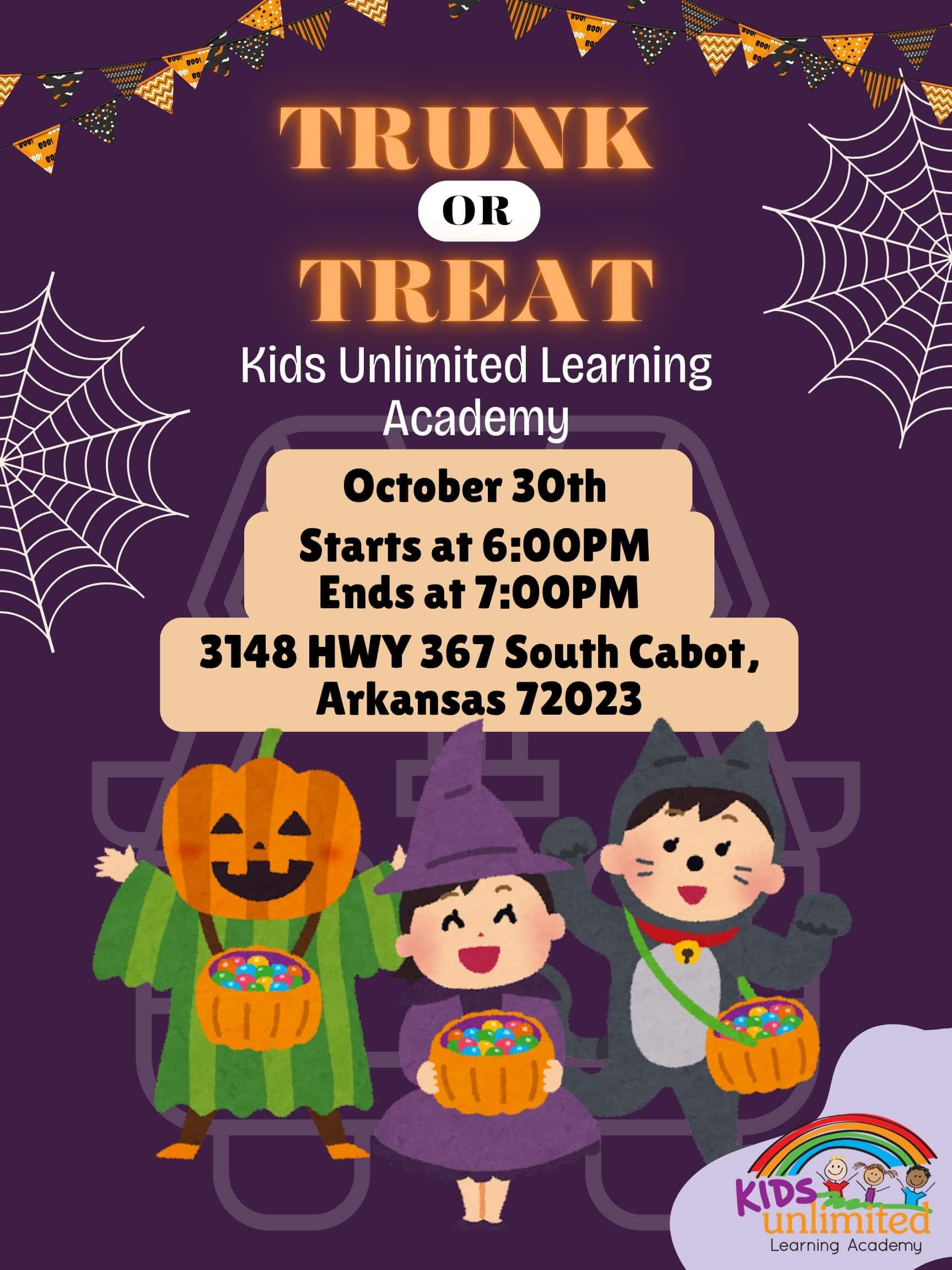 Trunk or Treat Event 10/30/25 6pm-7pm in Cabot